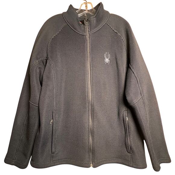 Spyder Black Core Heavyweight Black Full Zip Jacket Men’s Sz XL Ski Sweater EUC - Picture 1 of 15